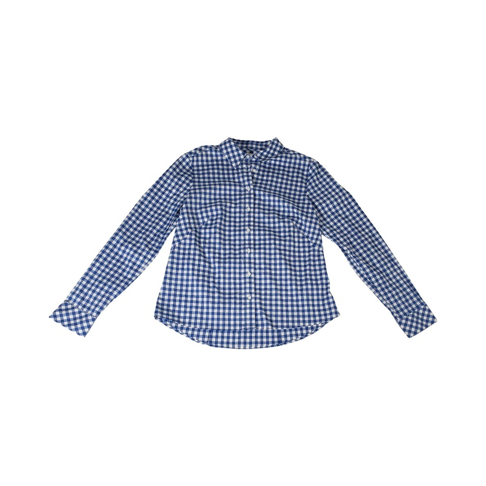 Meraki Womens Blue White Gingham Check Button Down Shirt Size L Long Sleeve